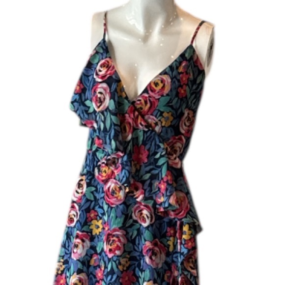 Lovers + Friends Darcy Rose Garden Blue Multi Floral Maxi Dress with Slit Size S - Picture 4 of 13